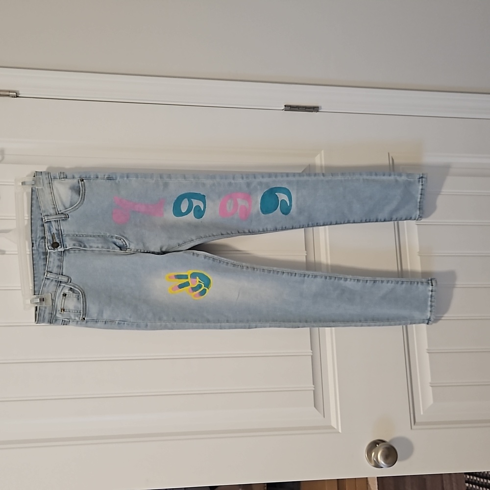 Shein Graphic 1999 Buterfly High Rise Skinny Jeans Size Medium